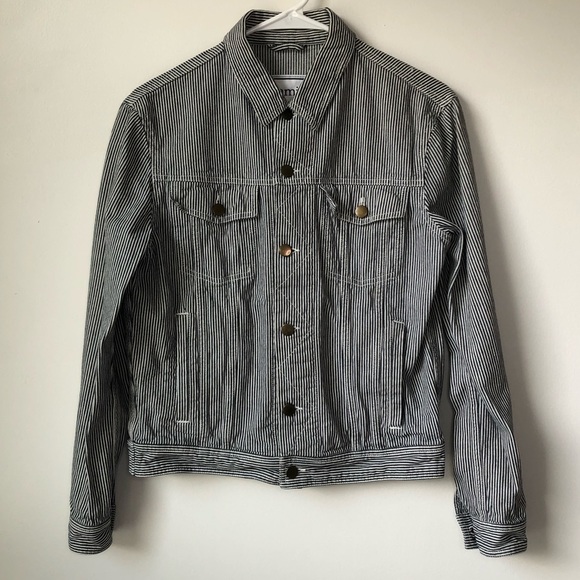 AMI Striped Denim Jacket Black and White - Picture 1 of 16